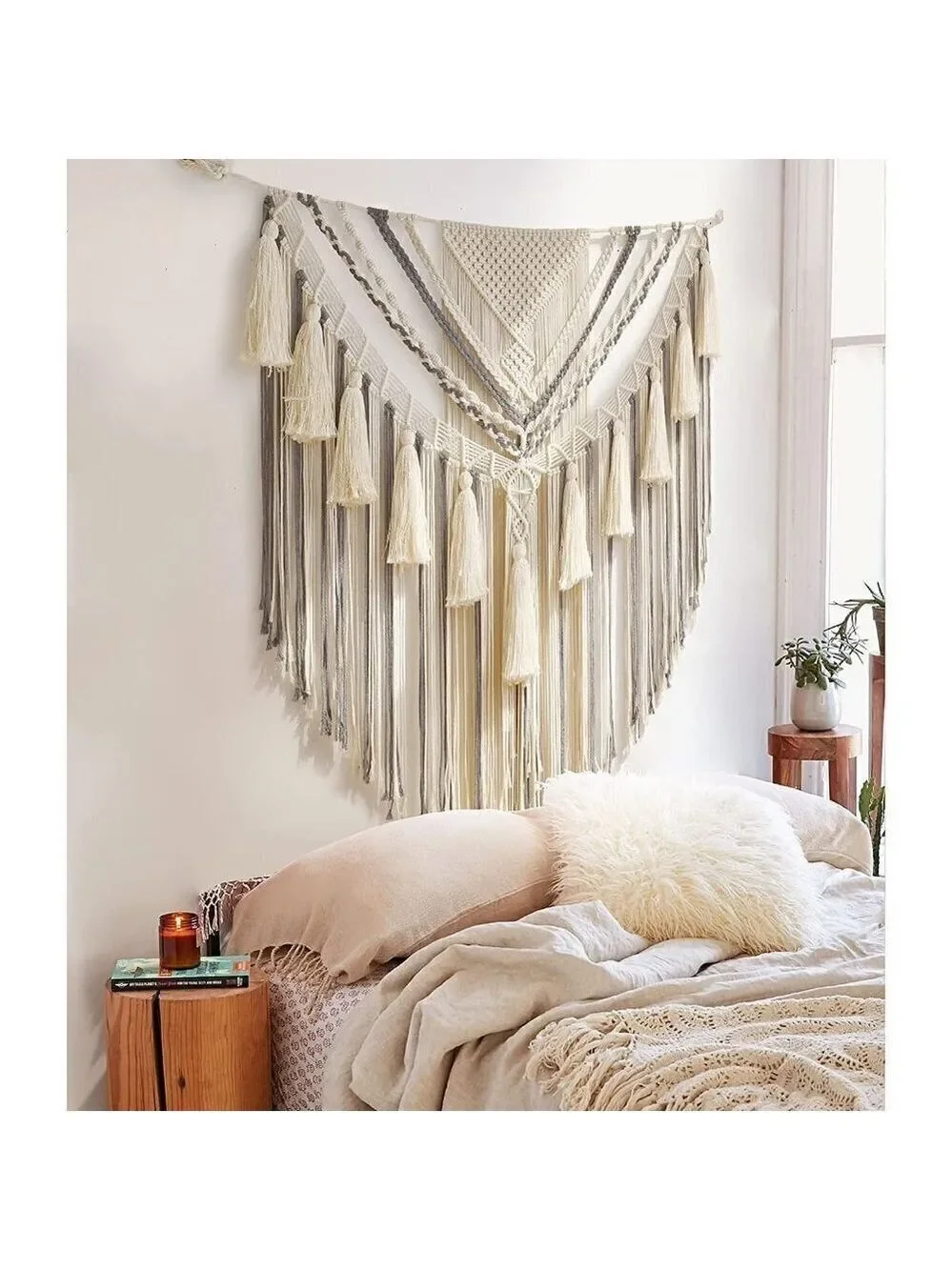 𝅺🆕 Macrame Wall Hanging Boho Crochet  Art Bohemian Chic Wall Decor NWT👑